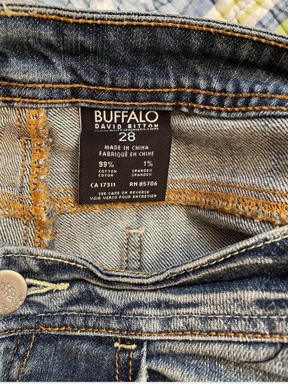 Y2K Buffalo David Bitton Kristina Low Rise Loose Jeans 28 Rhinestone Pockets - Picture 4 of 8